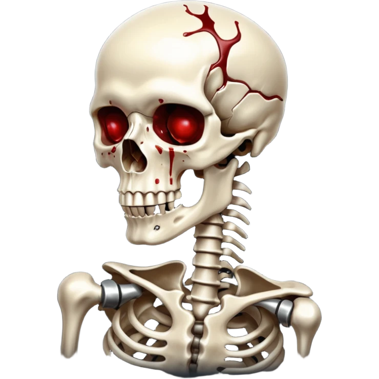 metallic anatomic bones with blood, steel texture, dark dramatic tone, clean background emoji