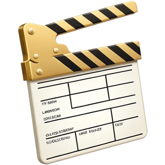 ultra simplified movie clapper with gold and white colors, two simple rectangles with a diagonal line emoji
