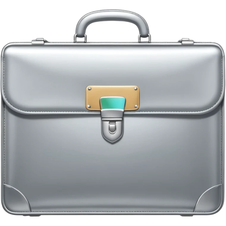 A luxury briefcase emoji made of polished silver chrome, smooth rectangular shape, metallic reflections, minimal high-end design, swag business aesthetic, iOS emoji style, centered, clean white background
 emoji