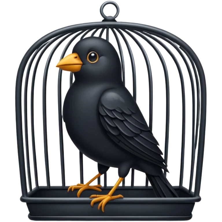 black bird in cage emoji