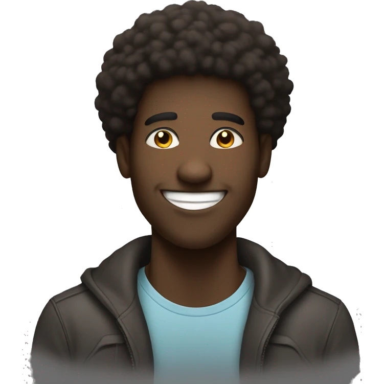  Black guy with an Afro and A face with wide eyes and a big smile, perfect for moments of victory. emoji