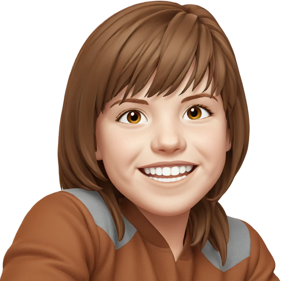 smiling girl with brown hair emoji