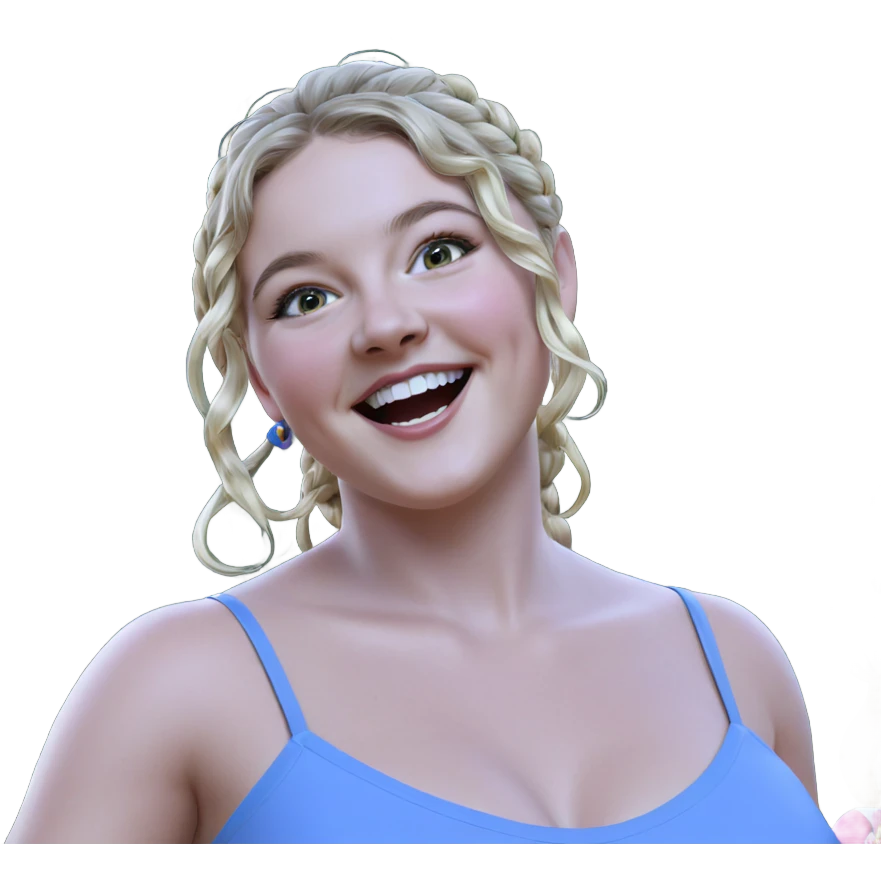 blonde girl in joyful dress emoji