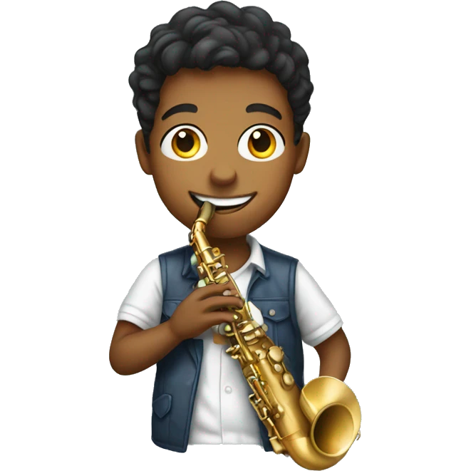smiling boy playing saxophone  emoji