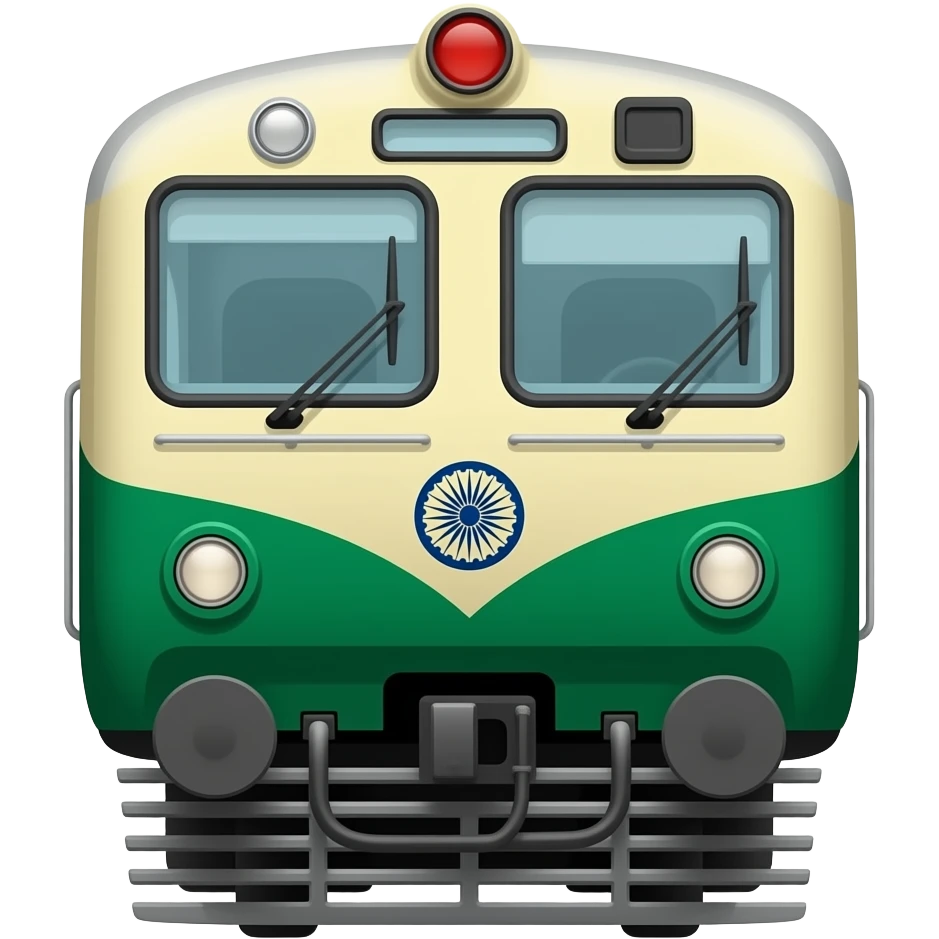 new delhi classic emu suburban local train green and cream face indian railways emoji