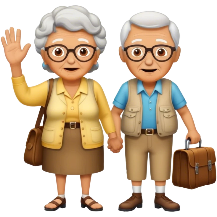 Grandma and grandpa hitchhiking emoji