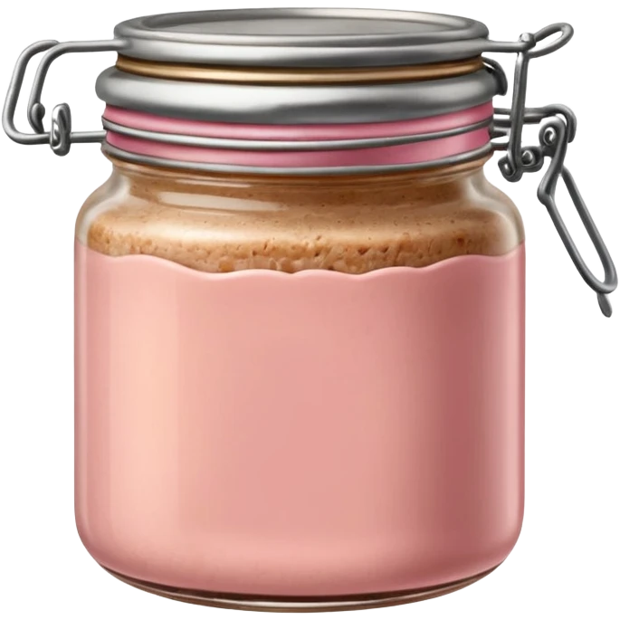 small glass jar of coarse beige-pink pâté with metal lid, visible texture, no label or extras, soft lighting, subtle shadows, transparent background, emoji scale emoji