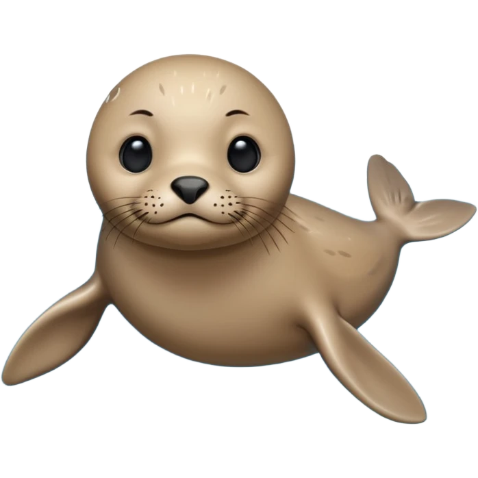 A 3D cartoon seal swimming with visible flippers, calm blue water, soft sunlight, Memoji-style realism. emoji
