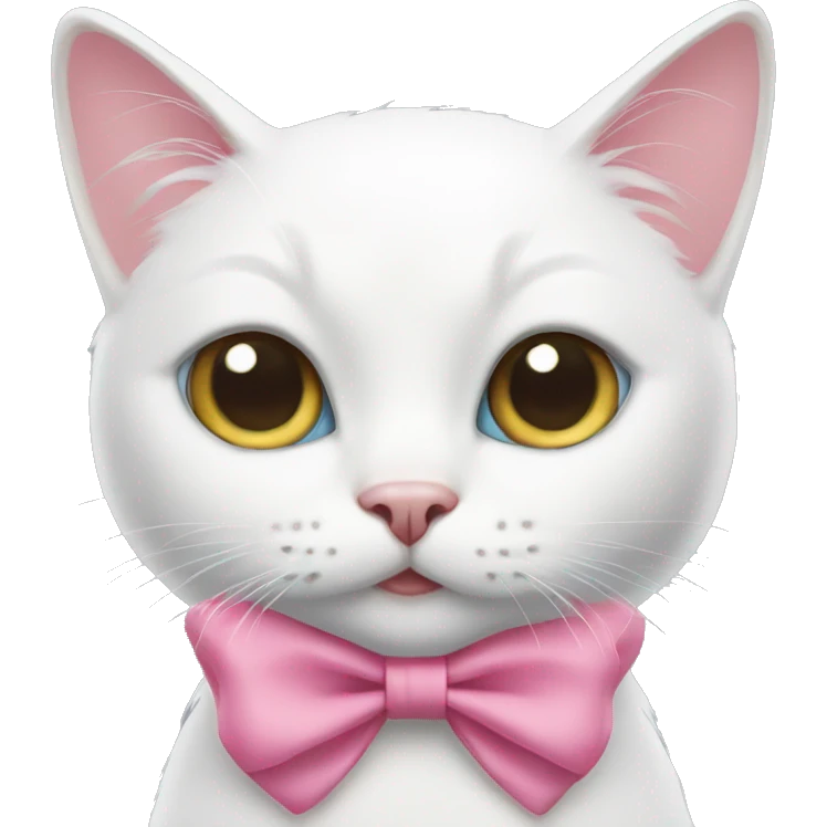 white cat with a pink bow  emoji