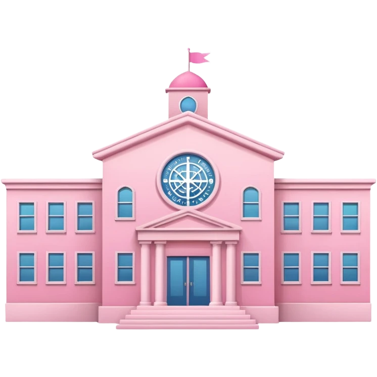 pink school with the word school emoji