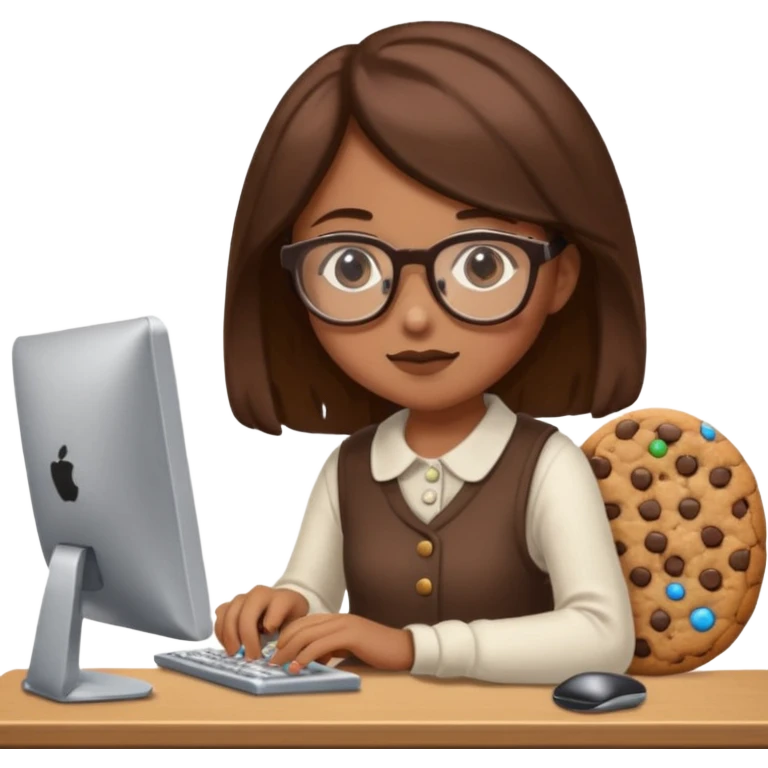 cookie clicker addict girl at computer mexican emoji