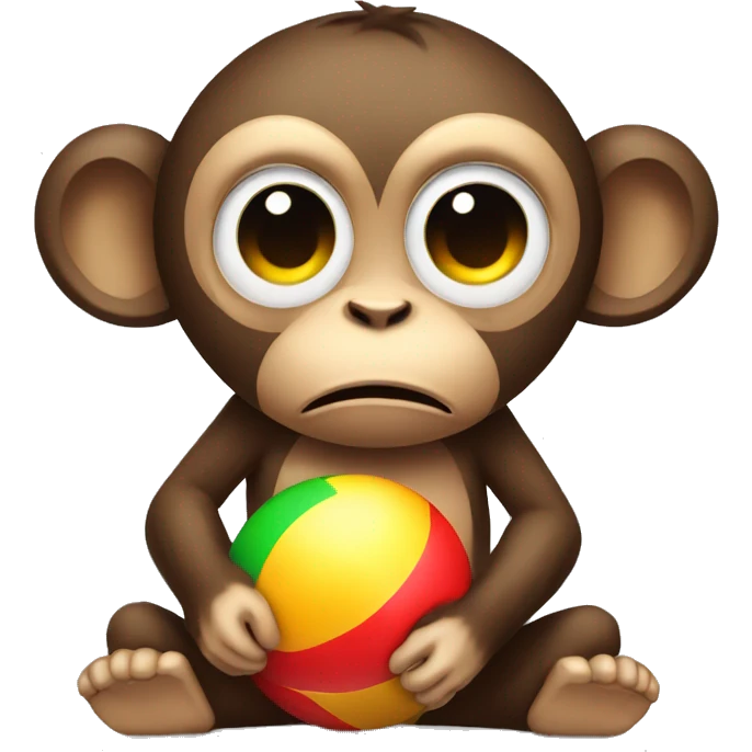 Sad and crying monkey with beach ball emoji