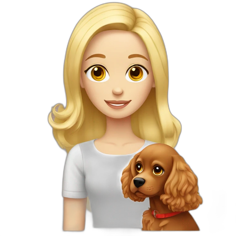 blonde russian girl with red cocker spaniel emoji