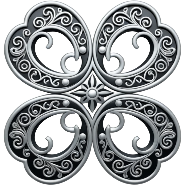 Black and silver filigree page divider, 3D, extremely detailed design emoji