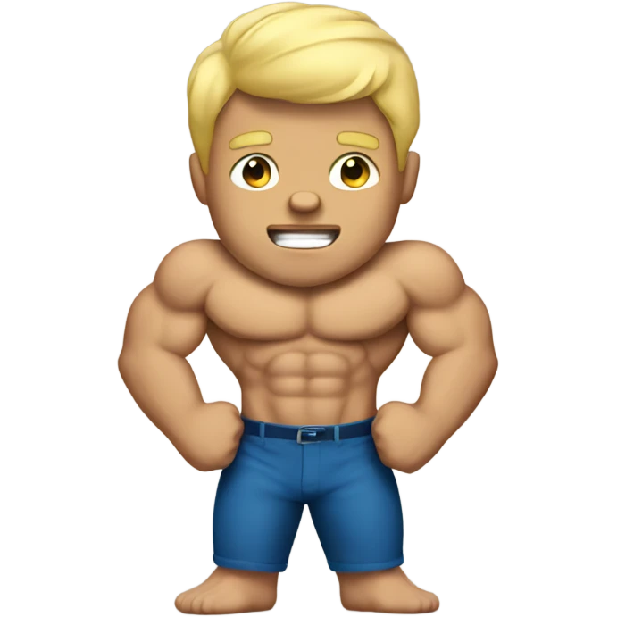 A blonde boy with huge muscles emoji