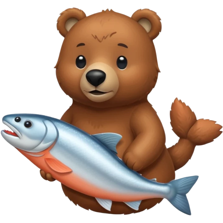 IKEA棕熊抱著一隻鮭魚 emoji
