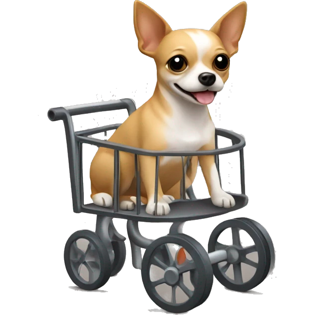 tan terrier Chihuahua mix with wheels/ cart/ dog wheelchair emoji
