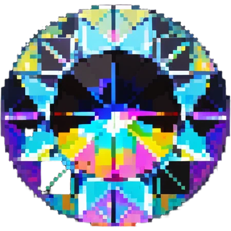 round mystic topaz holographic gem with rainbow colors emoji