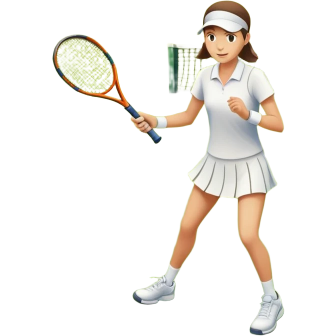 grass tennis court, with the lines of the court clearly with visible in the background. A tennis racket and ball/ The scene captures the essence of the sport, highlighting the equipment and the vibrant, open atmosphere of a tennis match emoji