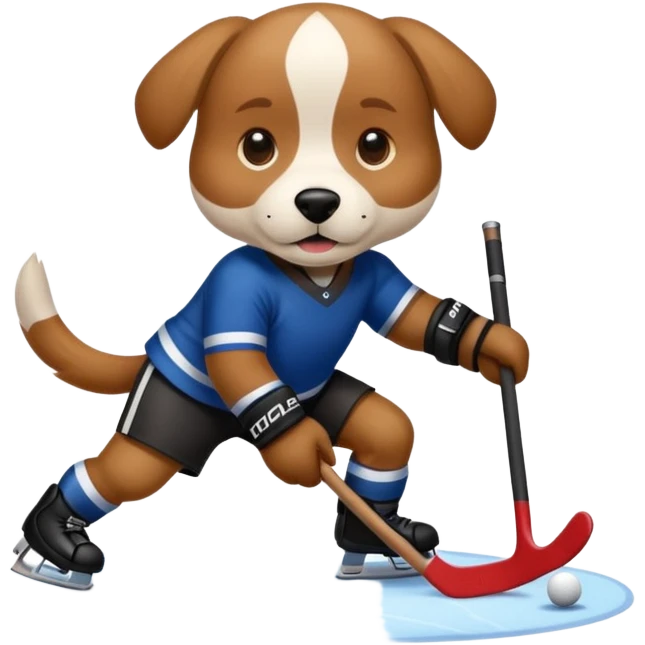 Dog playing hockey ￼ emoji