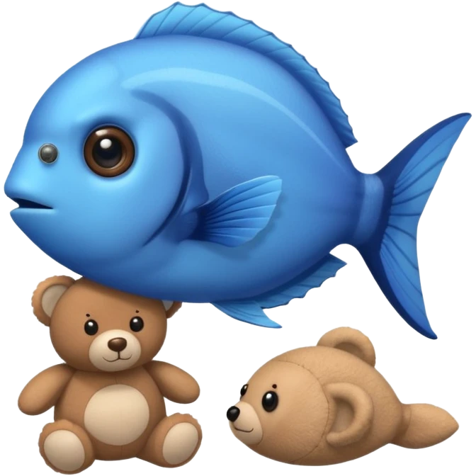 baby blue tang fish next to a teddy bear emoji