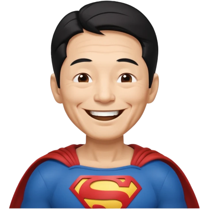 old Chinese dressed as Superman laughing with closed eyes emoji