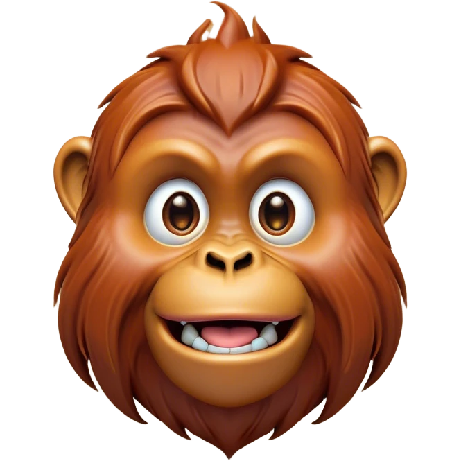 Cinematic Comical Orangutan Portrait Emoji, Head tilted dramatically with an exaggeratedly shocked expression, featuring a robust, animated face with wide, comically expressive eyes full of humorous disbelief, Simplified yet hilariously expressive features, highly detailed, glowing with a slightly sassy glow, high shine, dramatic yet playful, stylized with an air of quirky jungle attitude, soft glowing outline, capturing the essence of a meme-worthy orangutan that looks ready to side-eye its way into viral fame! emoji