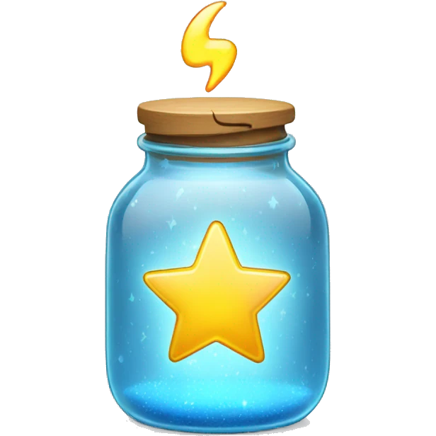 glass jar with bright heart, lightning, drop, star inside emoji