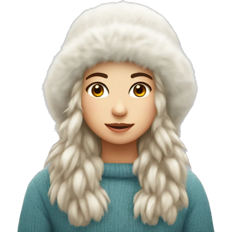 fluffy cozy winter hat on white girl emoji