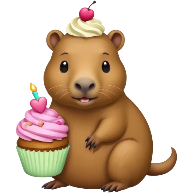 capybara with cupcake emoji