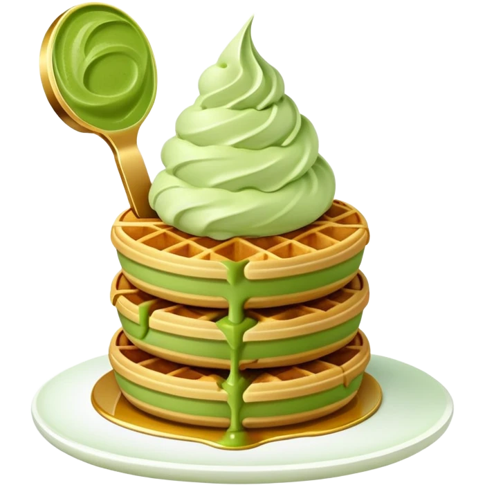matcha ice cream on a stack of waffles emoji