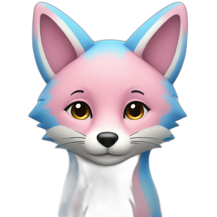 vertical half light blue vertical half pink fox emoji