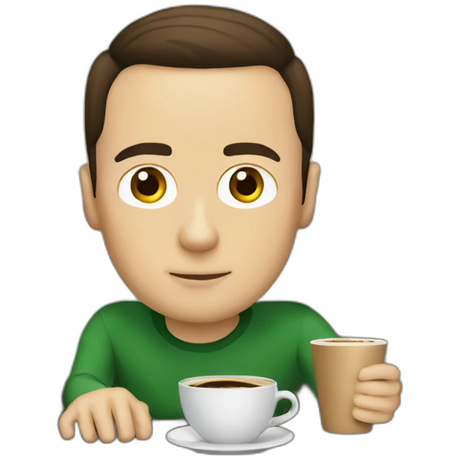 Sheldon cooper with coffee emoji