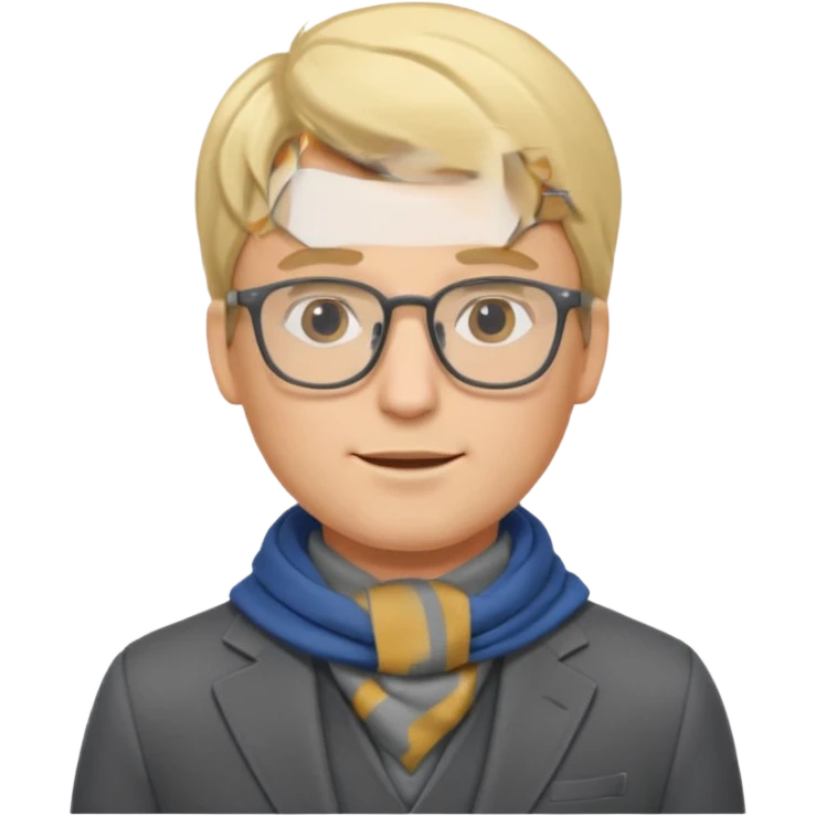 gray scarf male blond hair with suit glasses emoji