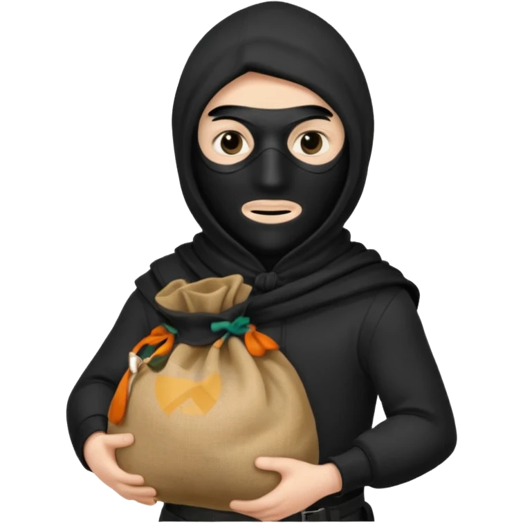 Thief in black mask holding sack emoji