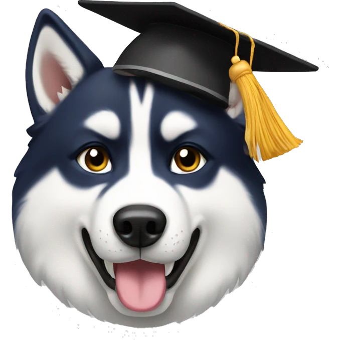 Husky with grad cap emoji