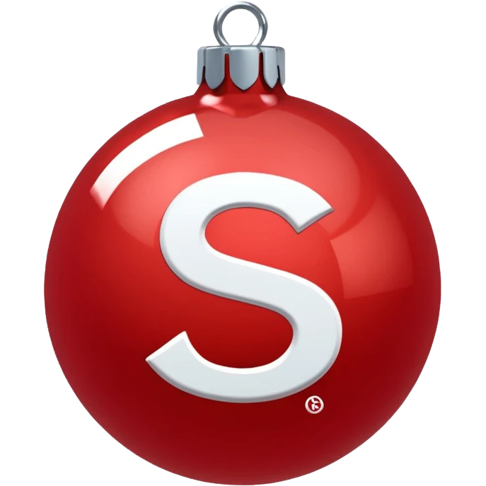 red Christmas ball with white "S" logo emoji