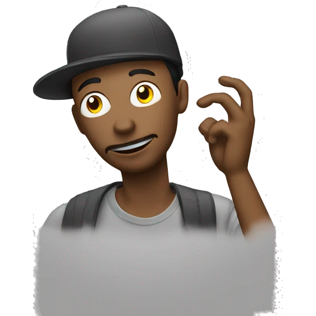 Street man with smoke around puts his hand in front of his face  emoji
