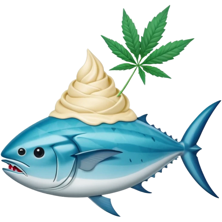 bluefin tuna in a gelato with cannabis leaf emoji
