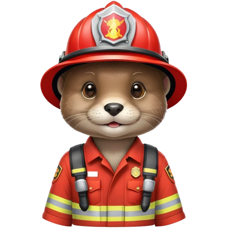 cute otter wearing firefighter helmet and uniform emoji