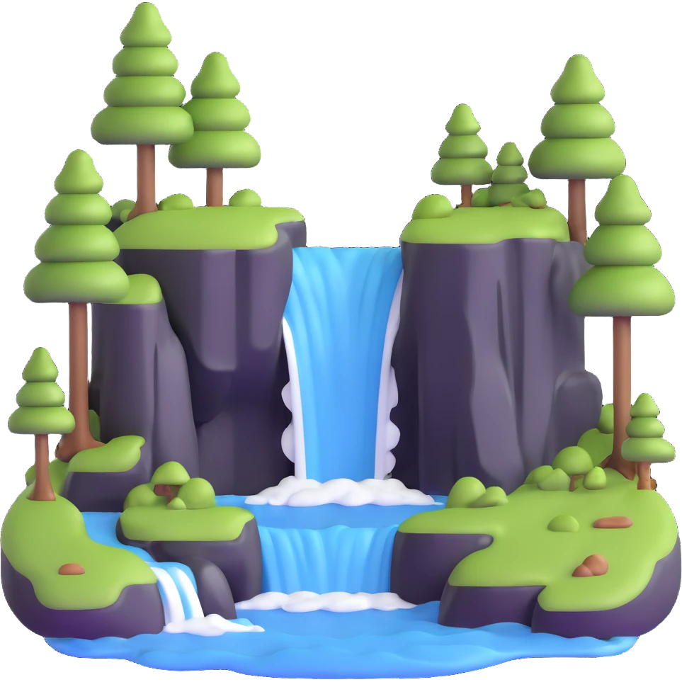 beautiful waterfall in nature emoji