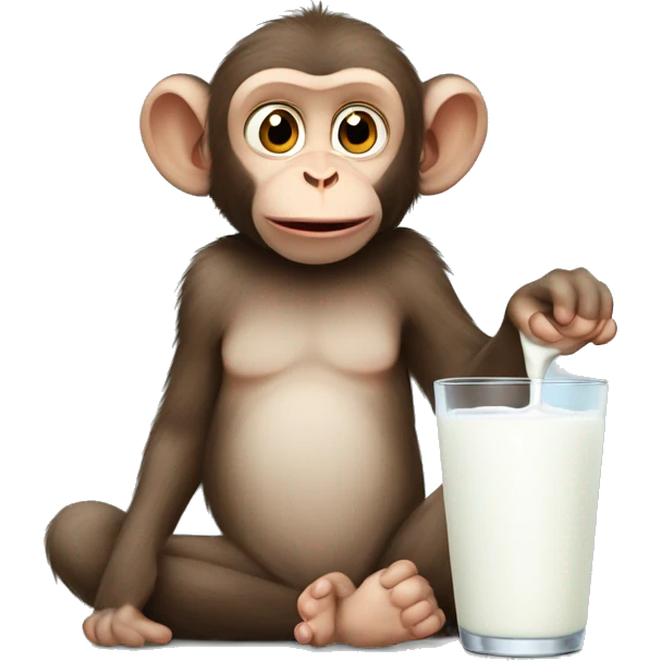 macaque and kitten drink milk emoji