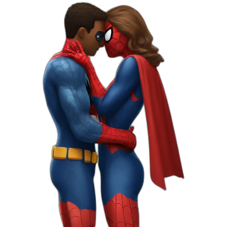 Spiderman kissing batman emoji