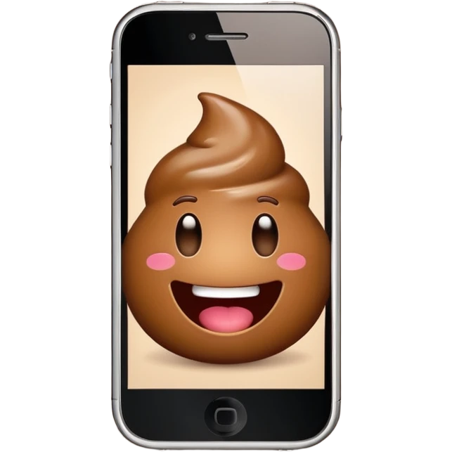 mobile phone with poop emoji on the screen emoji