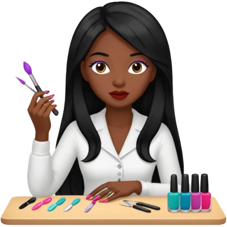 black woman nail artist long haired emoji