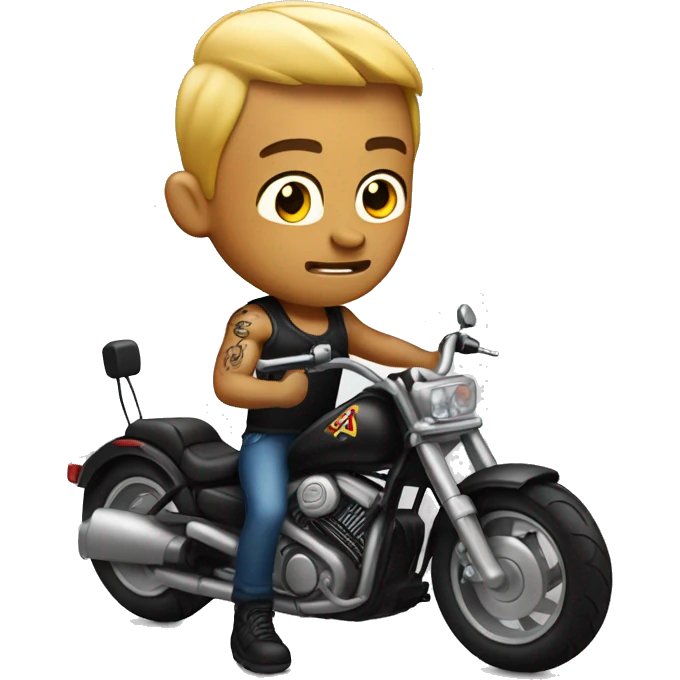 Cute man on motor bike with tattoos and muscles  emoji
