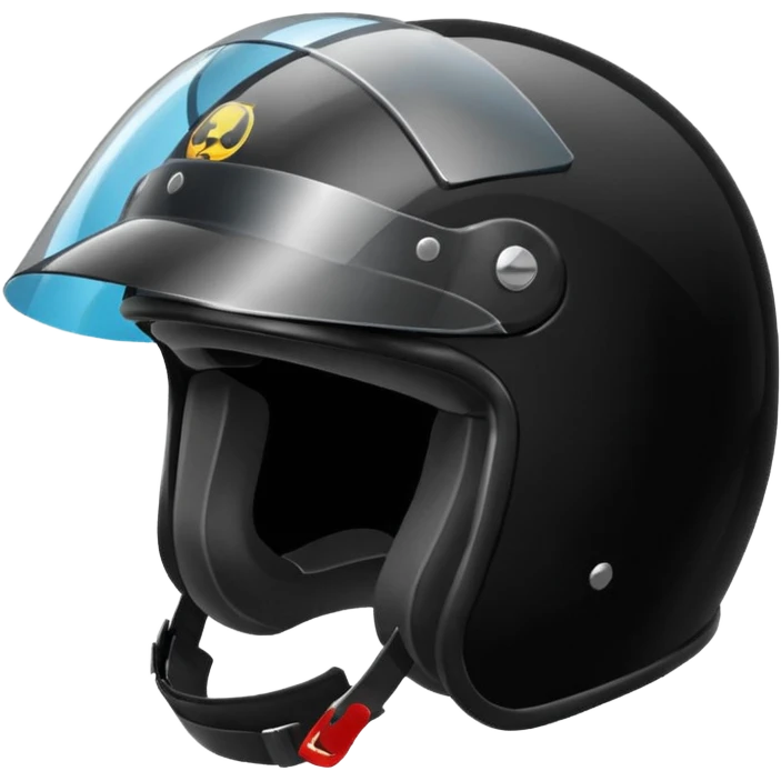 Biker helmet black in colour including the visor glass emoji