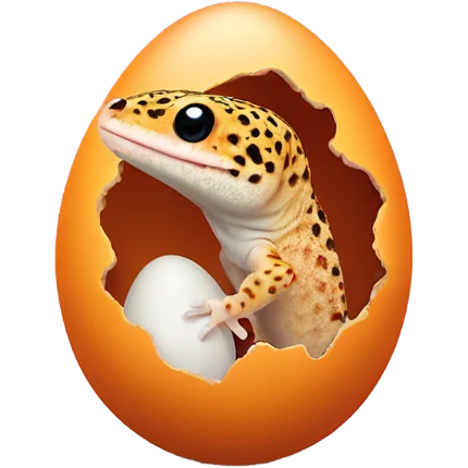 Orange leopard gecko emerges from egg emoji