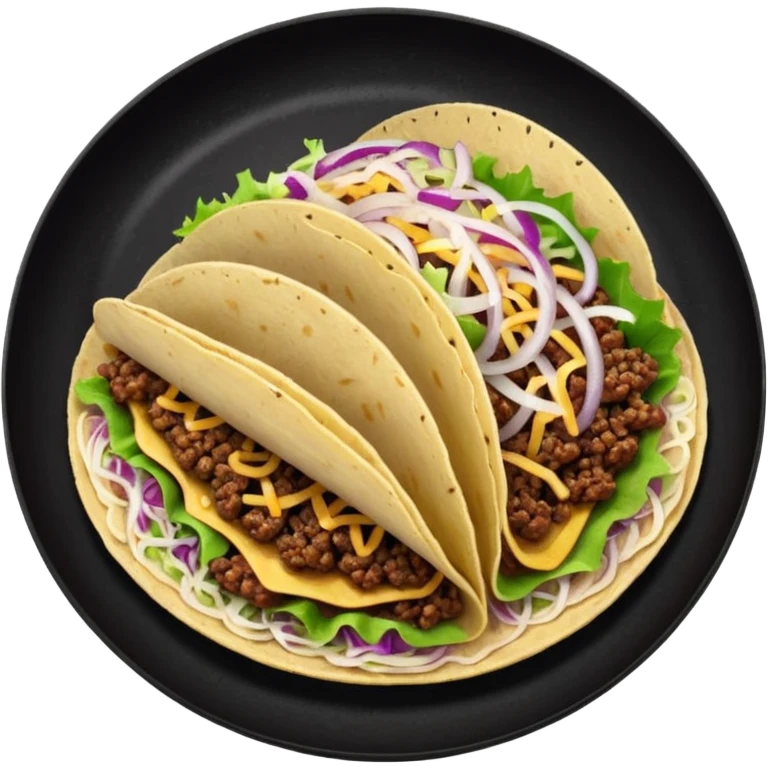 Taco on a black plate,nice onion on top emoji