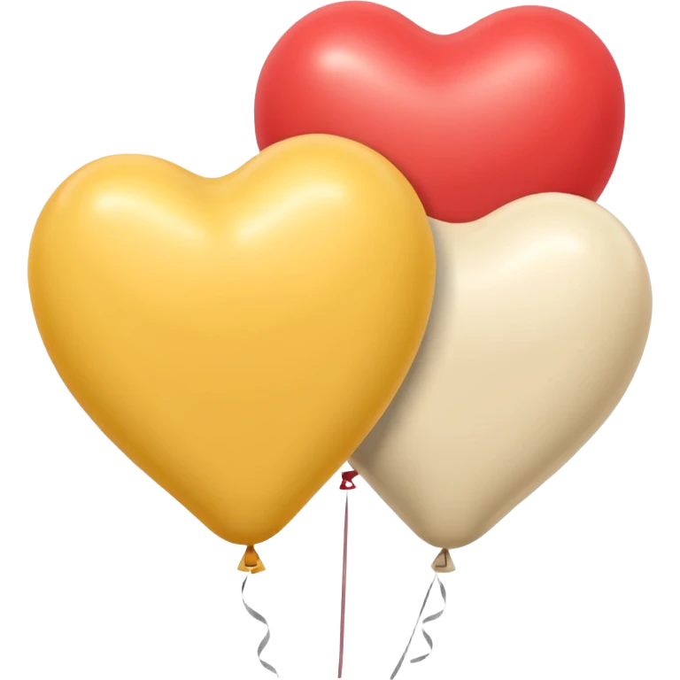 Balloons of cream colour in the shape of hearts emoji